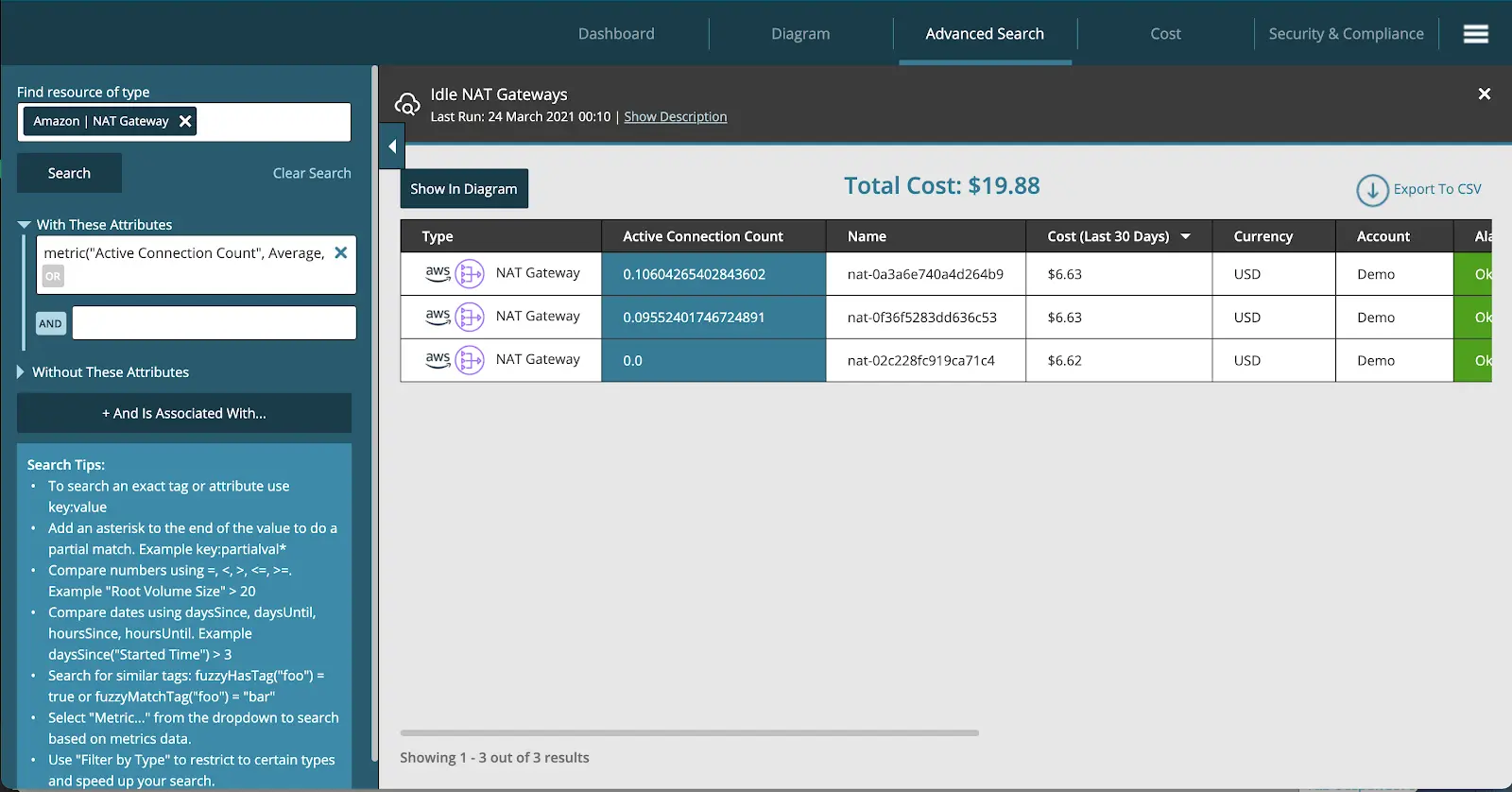 Hyperglance Automated Search for Idle Gateways