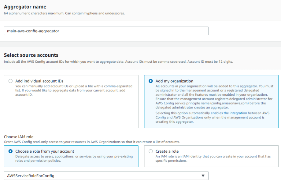 aws config aggregator