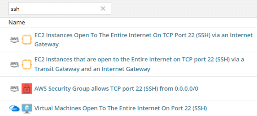 search for ssh in hyperglance