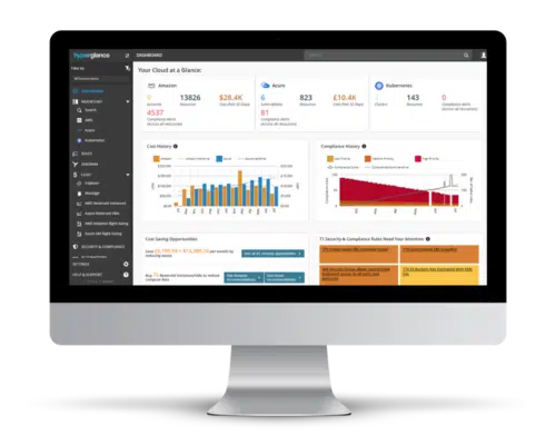 Hyperglance cloud management dashboard on computer screen