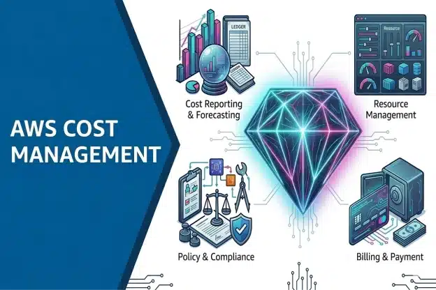 Hyperglance helping with AWS cost management, including cost reporting & forecasting, resource management, policy & compliance, and billing & payment.