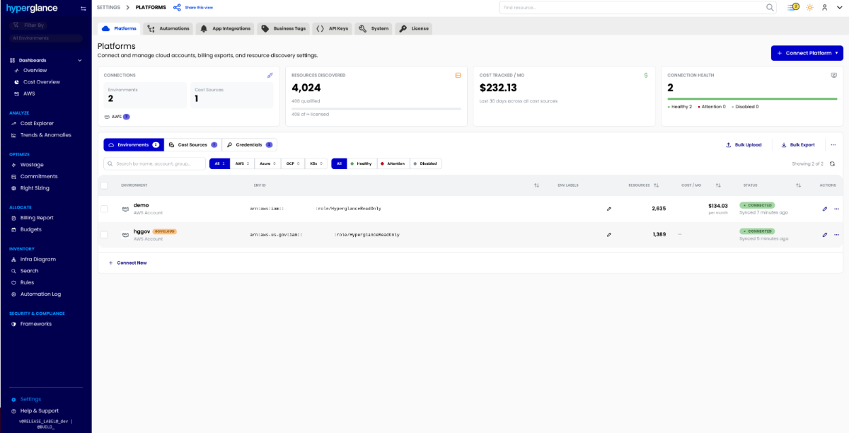 platforms-page-light Hyperglance cloud platforms setup (light mode)