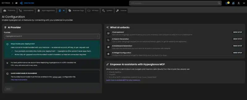 mcp MCP settings in Hyperglance